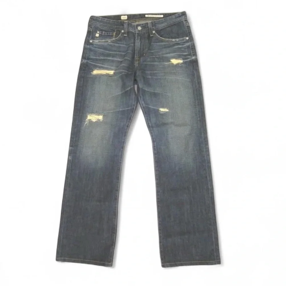 $255 Adriano Goldschmied AG jeans Protege straight leg 6 Year Ripped AGed